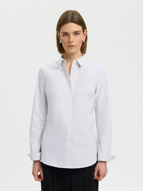 Hovedbilde SlfRomie Striped Fitted Shirt Bright White ...