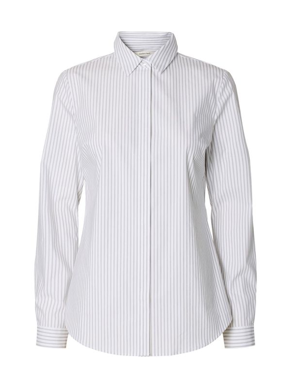 SlfRomie Striped Fitted Shirt Bright White Delicioso