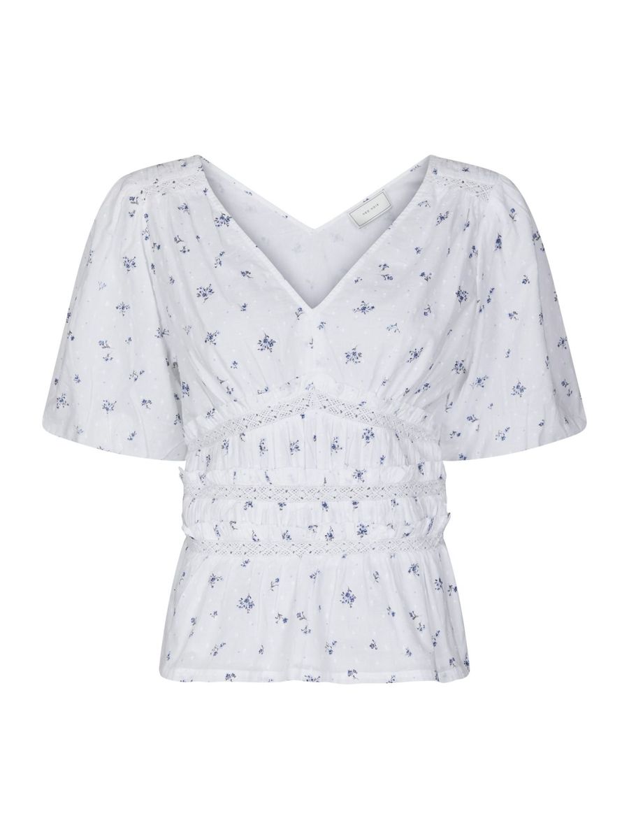 Sapura Flower Dobby Blouse Blue Flower