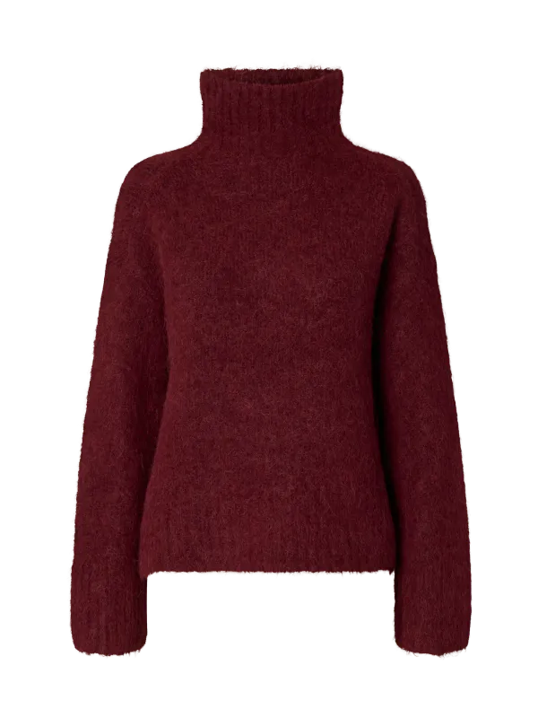 SlfGabriella Knit High Neck Tawny Port