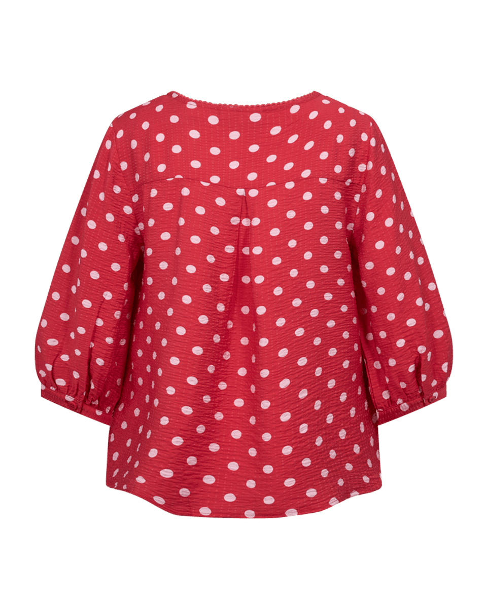 Alma Blouse True Red w. Sweet Lilac