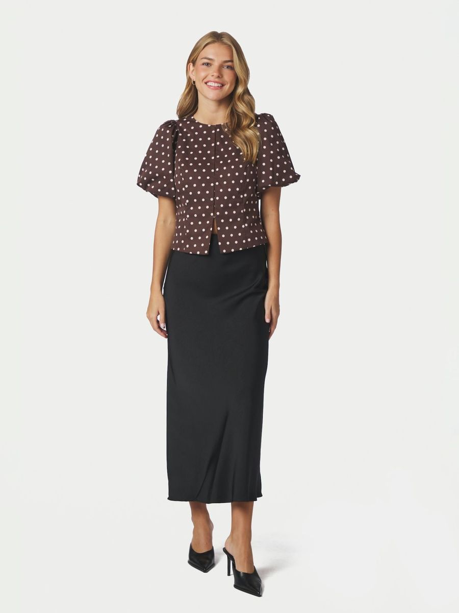 Anela Dot Blouse Brown