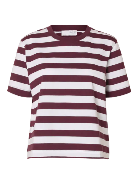 Hovedbilde SlfBoxy Tee Striped Fig/ Bright White