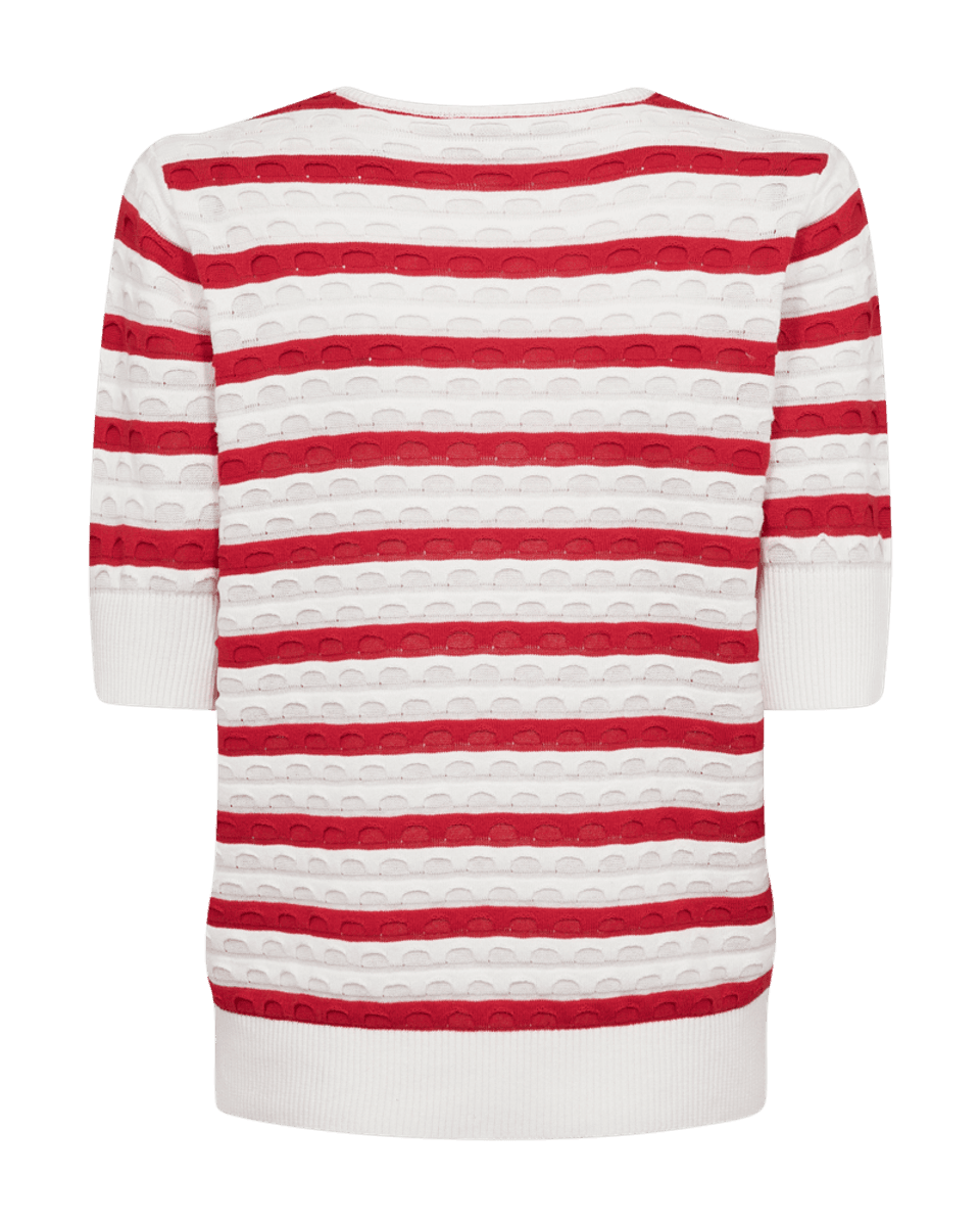 Dodo Pullover Jacquard Stripe Offwhite True Red