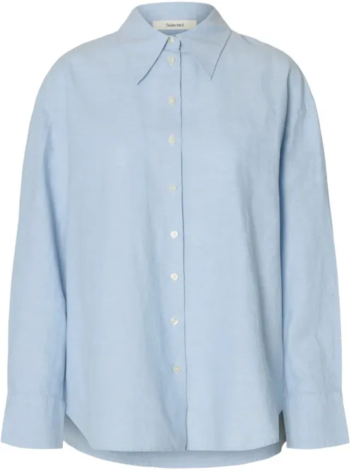 Hovedbilde SlfCleo Oversize Linen Blend Shirt Dusty Blue Mix ...