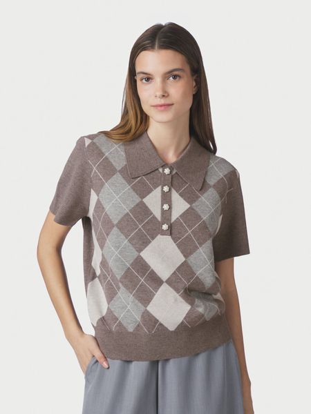 Hovedbilde Gia Check Blouse Dark Taupe