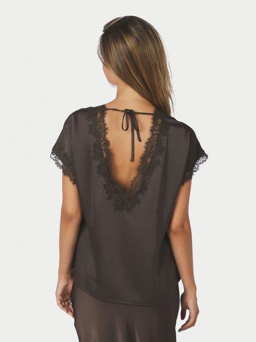 Hovedbilde Benera Heavy Sateen Lace Blouse Dark Brown