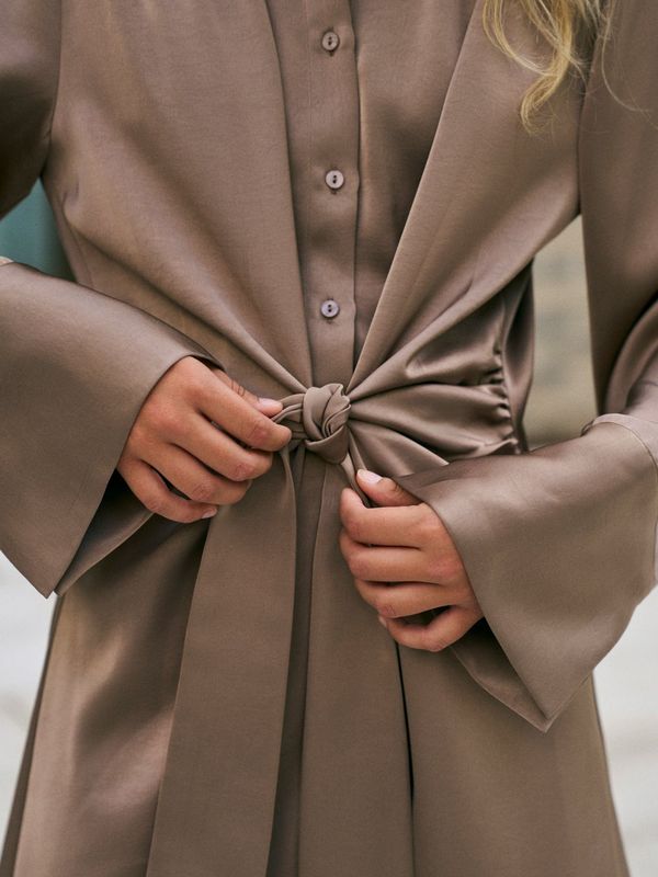 Biria Heavy Sateen Dress Dark Taupe