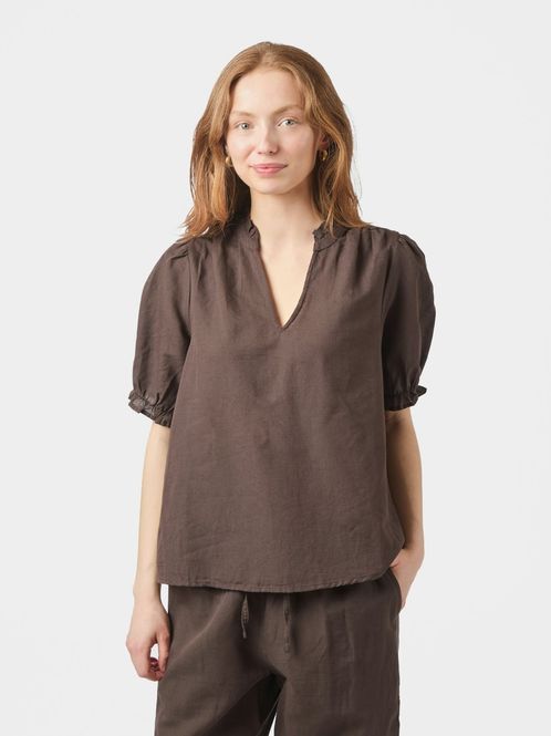 Hovedbilde Odesa Linen Blouse Dark Brown