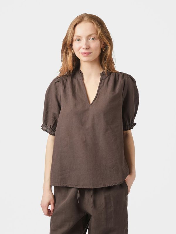 Odesa Linen Blouse Dark Brown