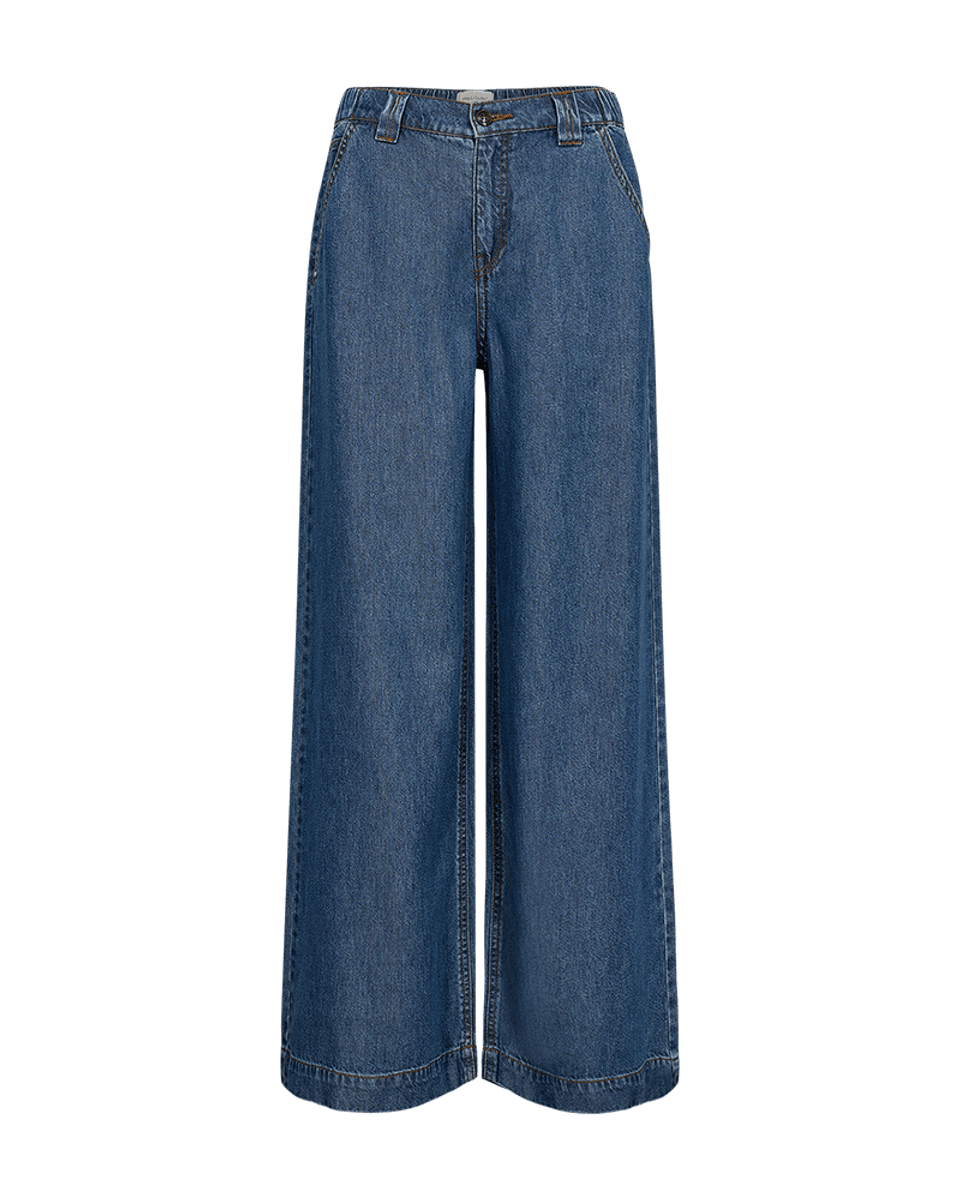 Milo Pants Full Length Wide Leg Medium Blue Denim