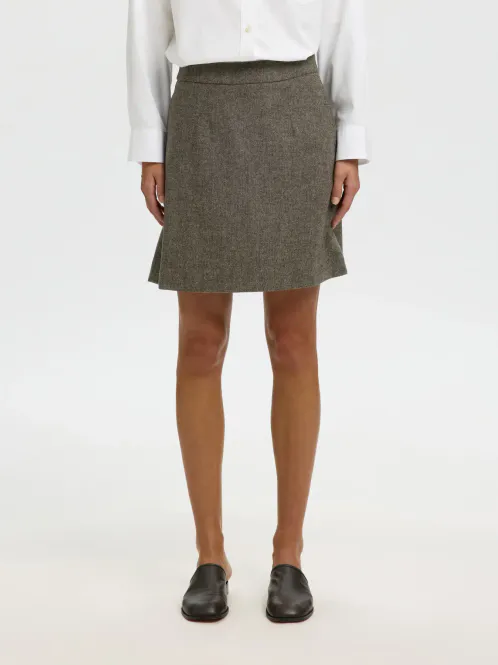 Hovedbilde SlwReeda Wool Blend Short Skirt Brown Structure