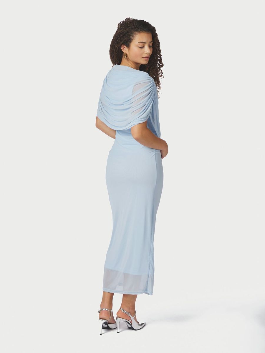 Tottuna Long Drapy Mesh Dress Light Blue